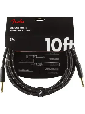 FenderDeluxe Series 10' Instrument Cable Black Tweed Expresní Doručení
