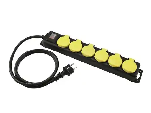 Eurolite napájecí rozvaděč s vypínačem, 6 zásuvek, IP44, černý, 5 m Autentický