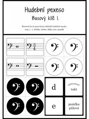 Hudební pexeso - Basový klíč 1 - 72 kartiček pro zábavnou výuku hudební nauky Ověřený