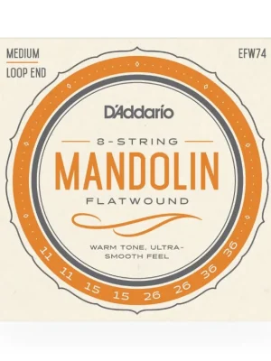 D'Addario EFW74 Flatwound Mandolin Strings, Stainless Steel, Medium, 11-36 Nakupujte Hned