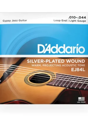 D'Addario EJ84L Gypsy Jazz Acoustic Guitar Strings, Loop End, Light, 10-44 Sleva