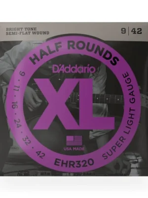 Přímo Od Výrobce D'Addario EHR320 Half Round Electric Guitar Strings, Super Light, 9-42