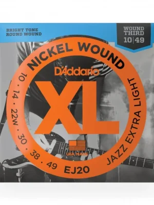 D'Addario EJ20 Nickel Wound Electric Guitar Strings, Jazz Extra Light, 10-49 Nízká Cena