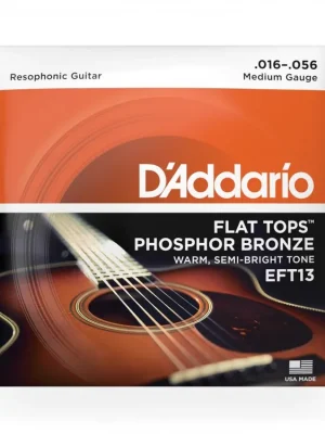 D'Addario EFT13 Flat Tops Phosphor Bronze Acoustic Guitar Strings, Resophonic Guitar, 16-56 Omezená Nabídka