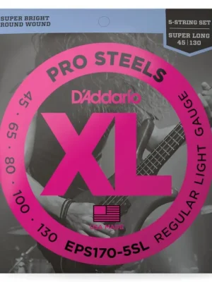 Sezónní Sleva D'Addario EPS170-5SL 5-String ProSteels Bass Guitar Strings, Light, 45-130, Super Long Scale