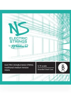 D'Addario NS Electric Traditional Bass Single Low B String, 3/4 Scale, Medium Tension Omezená Nabídka