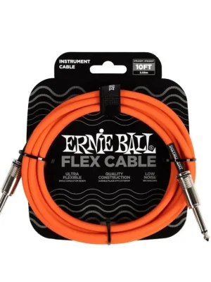 Přímo Od Výrobce 6416 Ernie Ball Flex Instrument Cable Straight/Straight 10ft - Orange - nástrojový kabel 3m - 1ks
