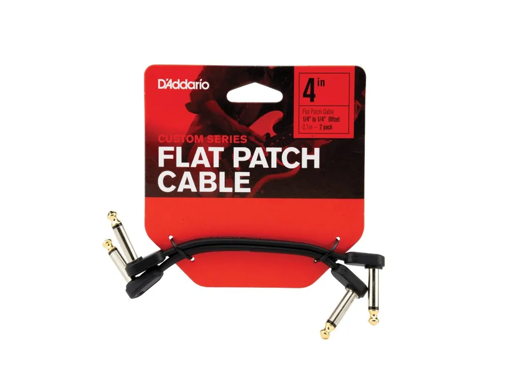 D'Addario Flat Patch Cable, 4in Offset Right Angle, Twin PK Finální Výprodej