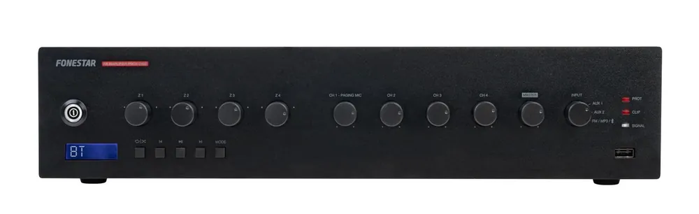 Nejprodávanější Fonestar PROX-240Z - 100 V PA zesilovač, 240 W, 4 zóny, Bluetoth, USB, FM