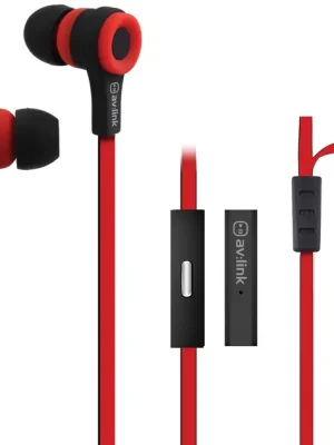 Sleva AV:link gumová sluchátka s handsfree, červeno-černá