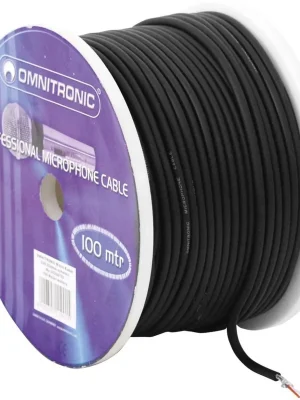 Zlevněný Omnitronic mikrofonní kabel, 2x0,22 mm, stíněný, černý, 100 m cívka