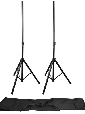 Finální Výprodej QTX sada reproduktorových stojanů v přepravním obalu, 112-176 cm, 25 kg