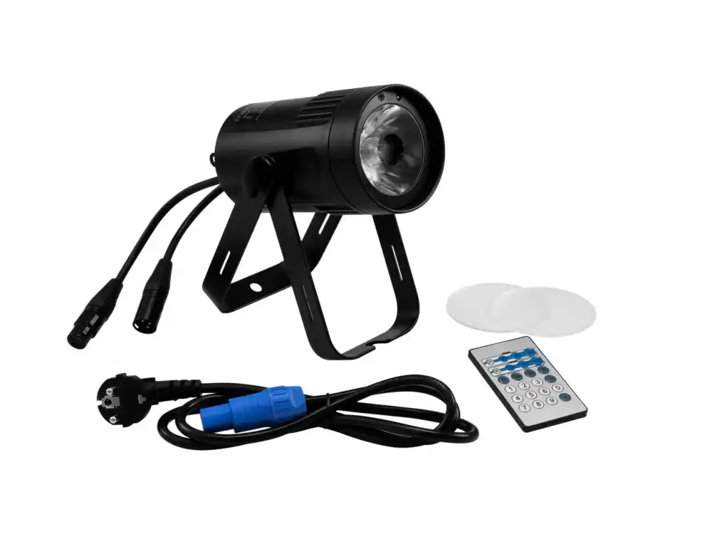 Eurolite LED PST-15 MK2 Spot reflektor, 1x15W WW, DMX, IR, černý Zlevněný