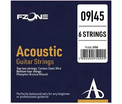 Rychlé Dodání Struny kovové pro akustickou kytaru Fzone AT-100 Phosphor Bronze 09/45