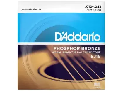 Struny kovové pro akustickou kytaru D'Addario EJ16 Phosphor Bronze Light 12/53 Zlevněný