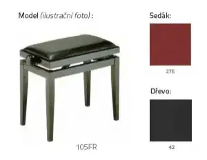 Top Prodej Stolička klavírní Discacciati 105FR/42/27E černá metalíza/červený vinyl