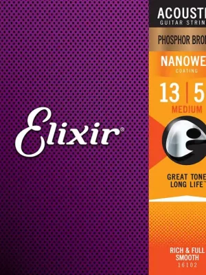 Elixir 16102 Acoustic NANOWEB Phosphor Bronze Medium 013"- 056" Výprodej