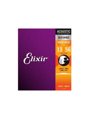 Elixir 11102 Acoustic NANOWEB 80/20 Bronze Medium 013"- 056" Dokud Zásoby Vydrží