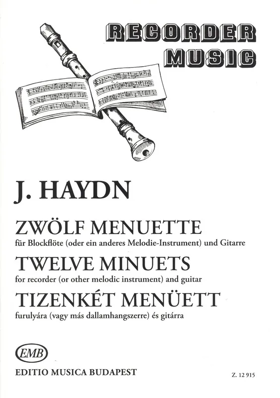 HAYDN: Twelve Minuets for recorder and guitar / 12 menuetů pro zobcovou flétnu a kytaru Odeslání Ihned