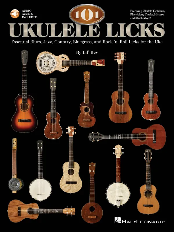 Originální 101 UKULELE LICKS + Audio Online / essential blues, jazz, country, bluegrass and rock'n'roll licks