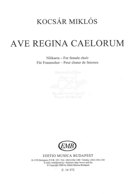 AVE REGINA CAELORUM / SSA a cappella Top Prodej