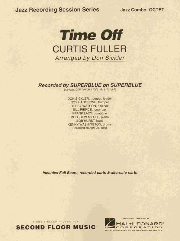 TIME OFF (JAZZ OCTET) / partitura + party Odeslání Ihned