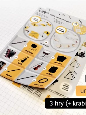 Domino: Siluety hudebních nástrojů + pexeso Přímo Od Výrobce