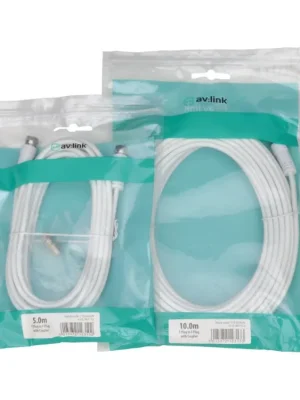 Nová Kolekce AV:link kabel koaxiální s F konektory a spojkou, 2x zástračka, 5m