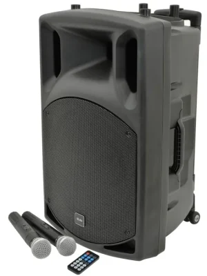 QTX QX15PA, mobilní 15" zvukový systém MP3/BT/FM/2x VHF, 250W Odeslání Ihned