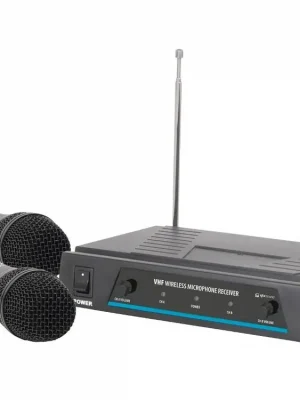 QTX VHF-2, bezdrátový dvoukanálový VHF mikrofon s frekvencemi 174,1 + 175 MHz Autentický