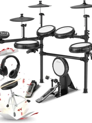 Sezónní Sleva DONNER DED-400 5 drum 3 cymbals with Headphone/ Throne/ Audio Cable/ Sticks