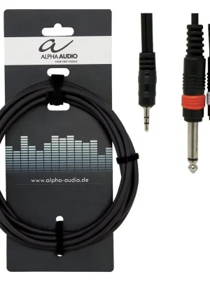 Výprodej Alpha Audio Basic Line Audio, Y-Kabel 1,5 m, 2x 6,3 jack - 3,5 stereo jack